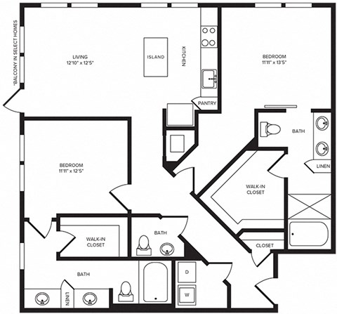 B5(2) floor plan at Windsor Turtle Creek, 3663 Cedar Springs Rd, 75219